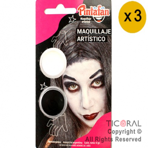 MAQUILLAJE ARTISTICO PINTAFAN BLANCO NEGRO MORTICIA 13-806 (4GR SET X 2) x 3